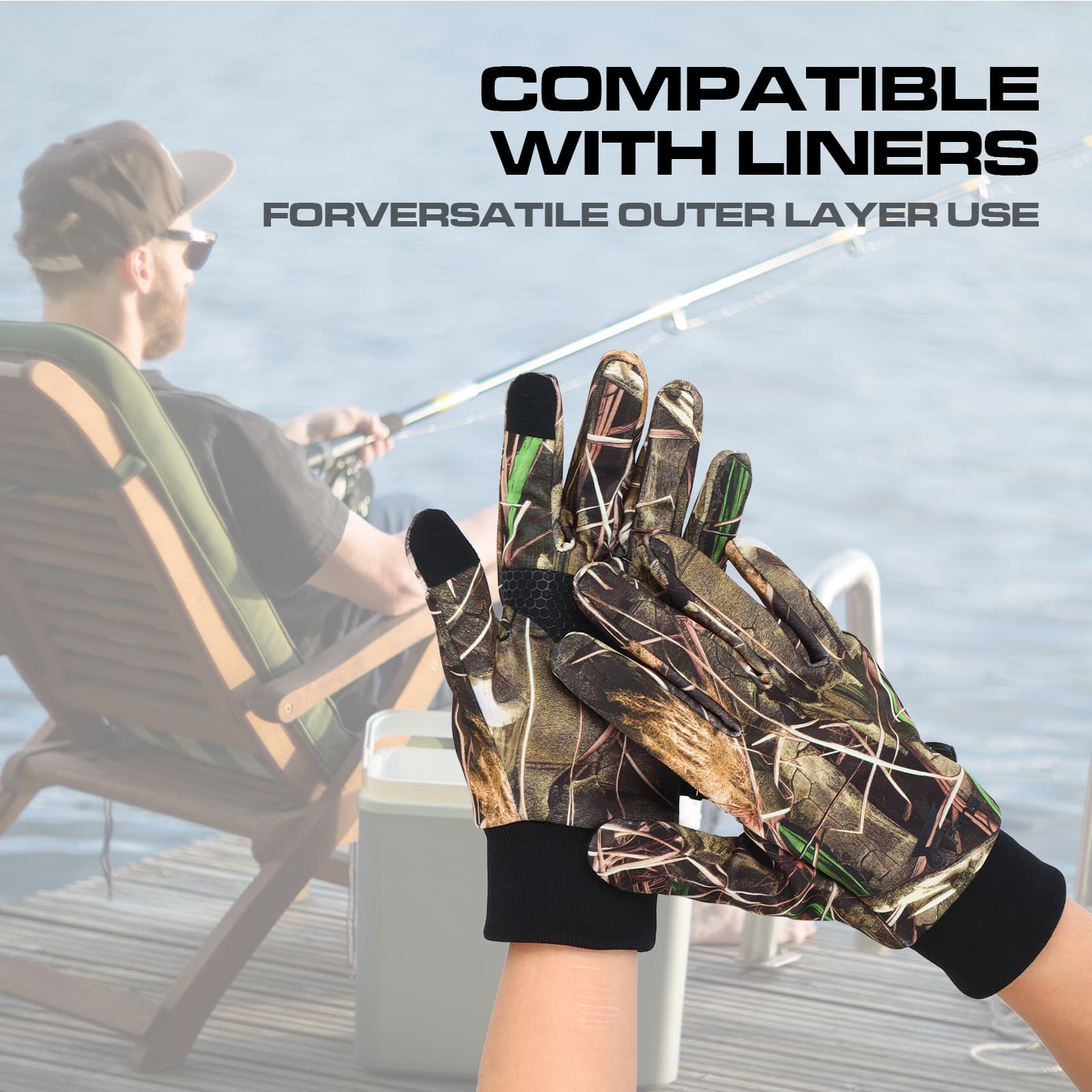 8 перчаток Fans Camouflage Hunting Gloves, противоскользящие перчатки с закрытыми пальцами, охота/рыбалка на открытом воздухе 5