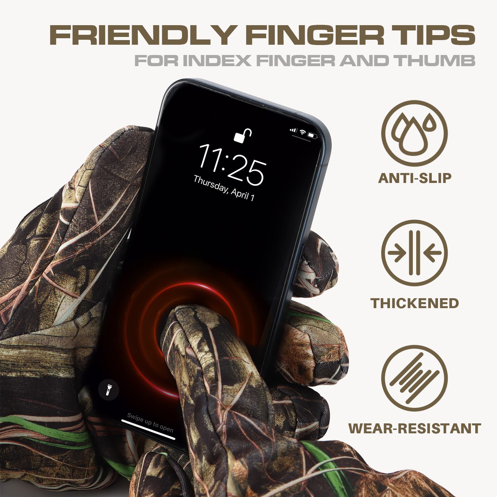 8 перчаток Fans Camouflage Hunting Gloves, противоскользящие перчатки с закрытыми пальцами, охота/рыбалка на открытом воздухе 7