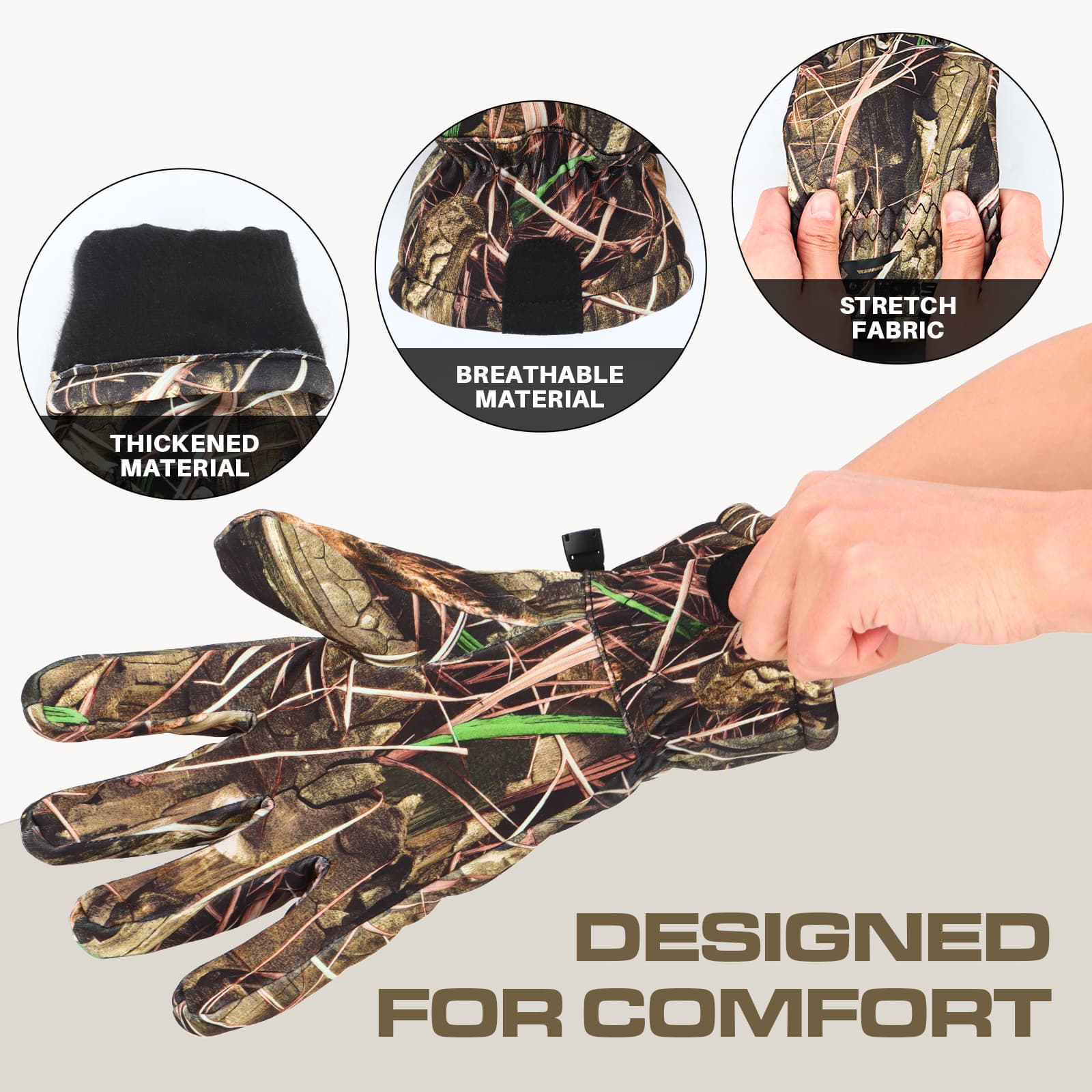 8 перчаток Fans Camouflage Hunting Gloves, противоскользящие перчатки с закрытыми пальцами, охота/рыбалка на открытом воздухе 8