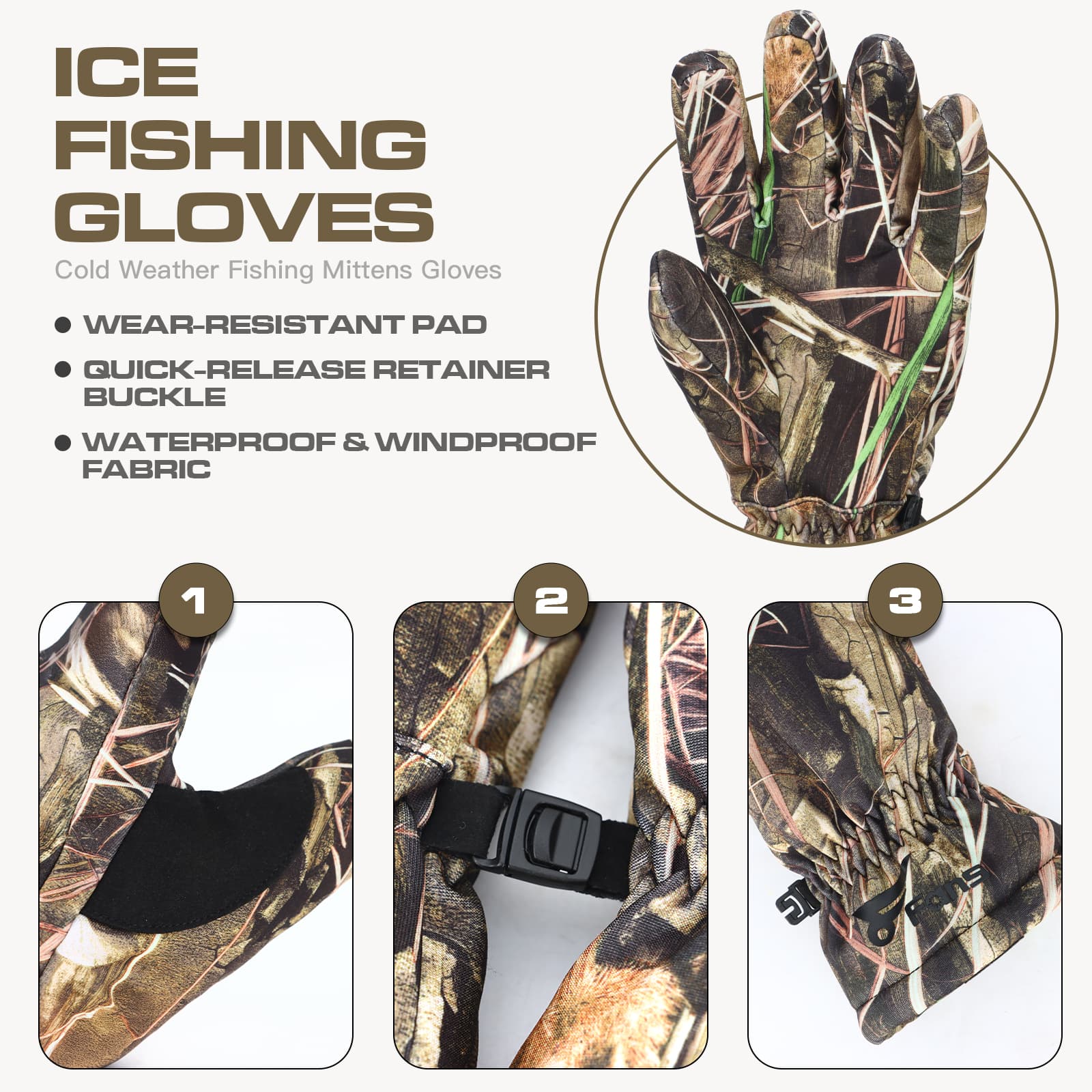 8 перчаток Fans Camouflage Hunting Gloves, противоскользящие перчатки с закрытыми пальцами, охота/рыбалка на открытом воздухе 9