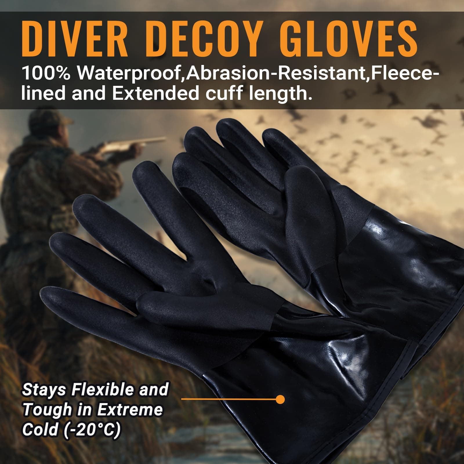 Перчатки для охоты с приманкой 8Fans Diver Decoy Gloves, водонепроницаемые охотничьи перчатки Thinsulate для мужчин, теплые рыболовные перчатки на флисовой подкладке, утепленные зимние рабочие перчатки, удобная посадка. 4