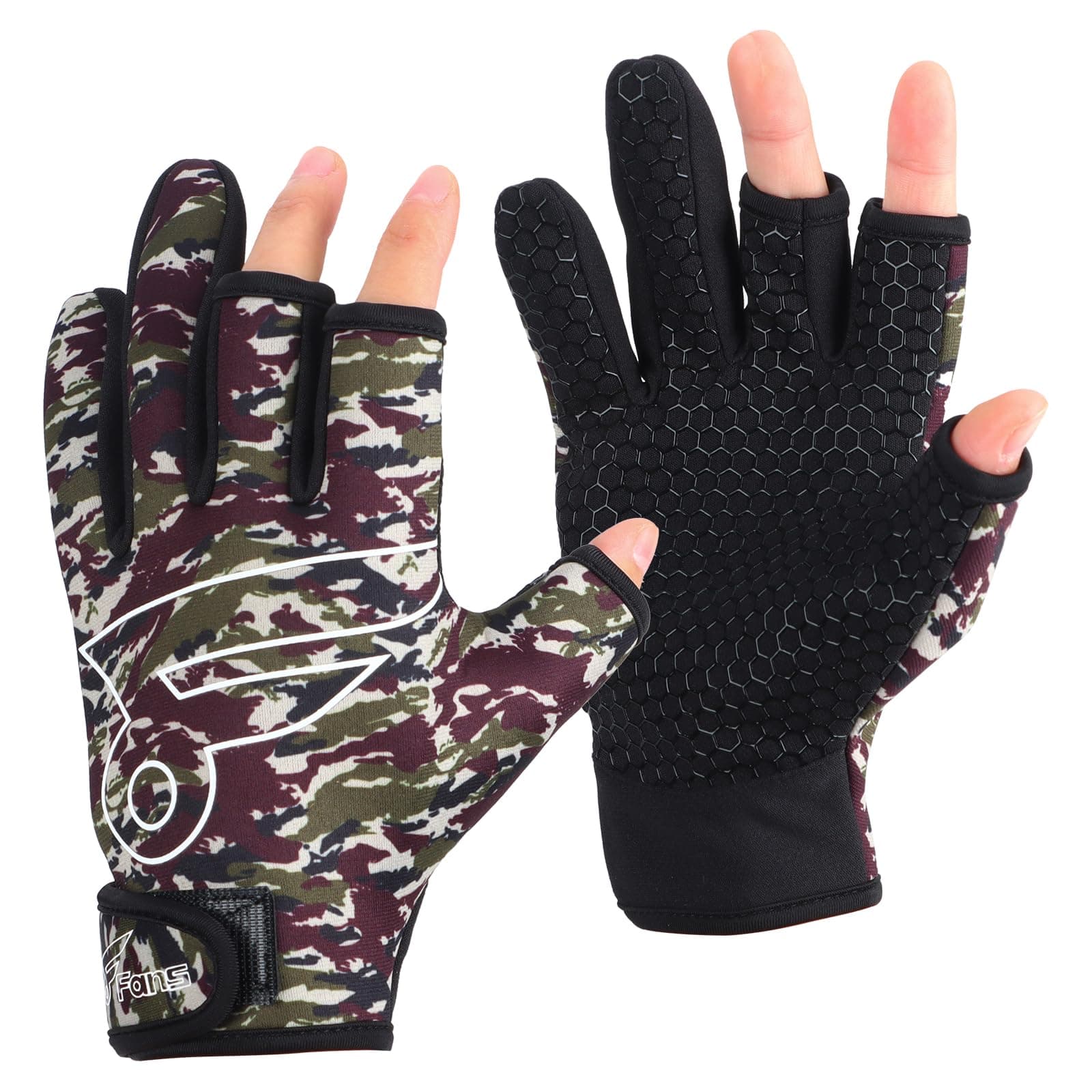 Перчатки для рыбалки 8Fans — камуфляжные, с защитой от ультрафиолета (SPF), для нахлыста и каякинга, мужские и женские 2
