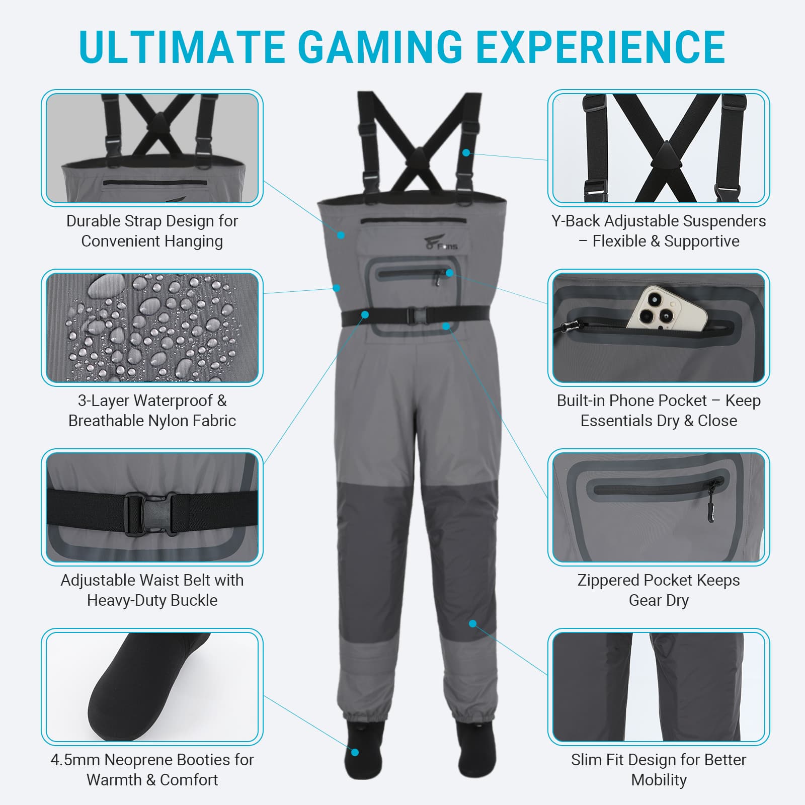 Рыболовные сапоги 8Fans для мужчин и женщин, забродные сапоги с водонепроницаемым голенищем, неопреновые сапоги для охоты и рыбалки 3