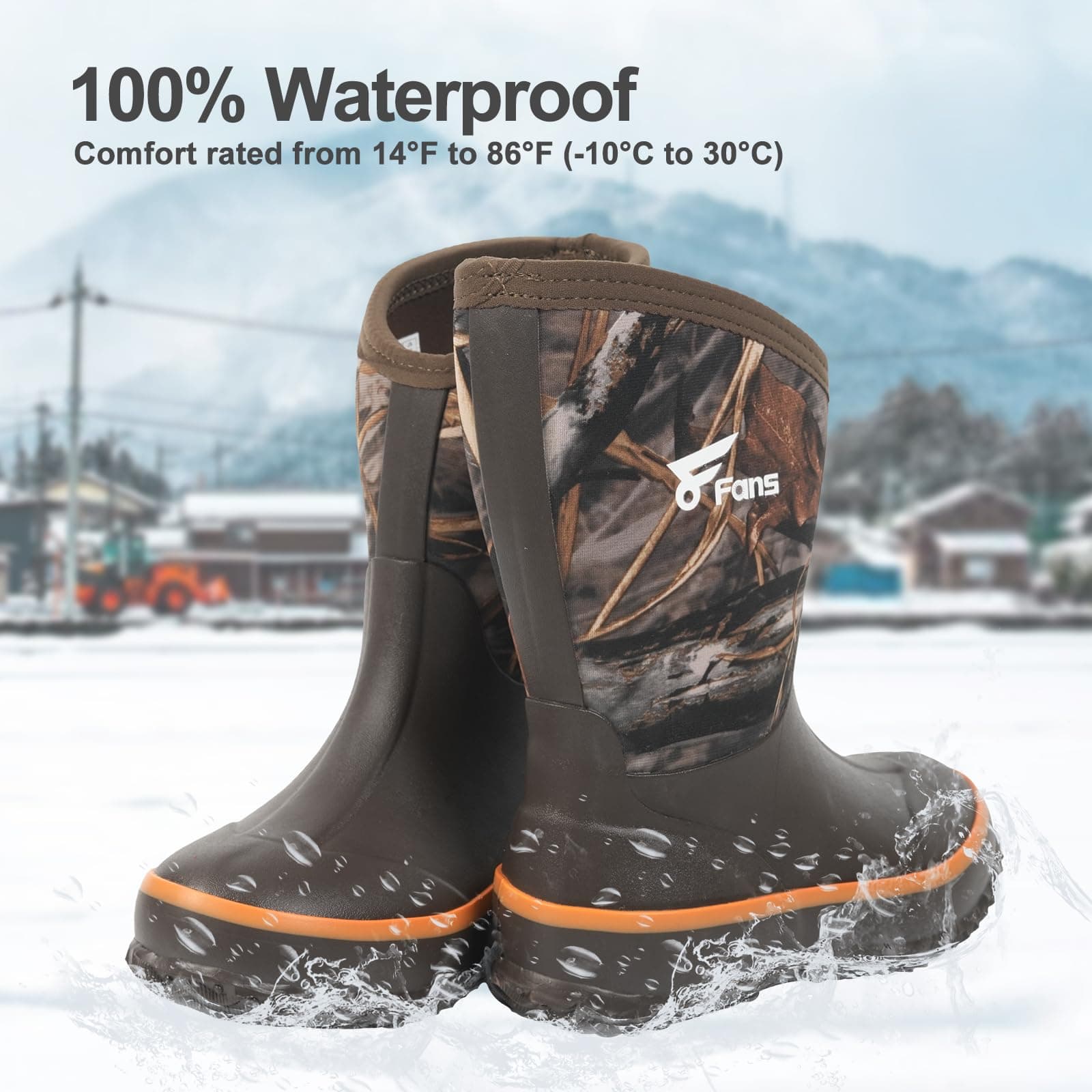 8Fans Детские неопреновые сапоги, водонепроницаемые неопреновые сапоги для охоты и рыбалки Camo Muck Mud 4