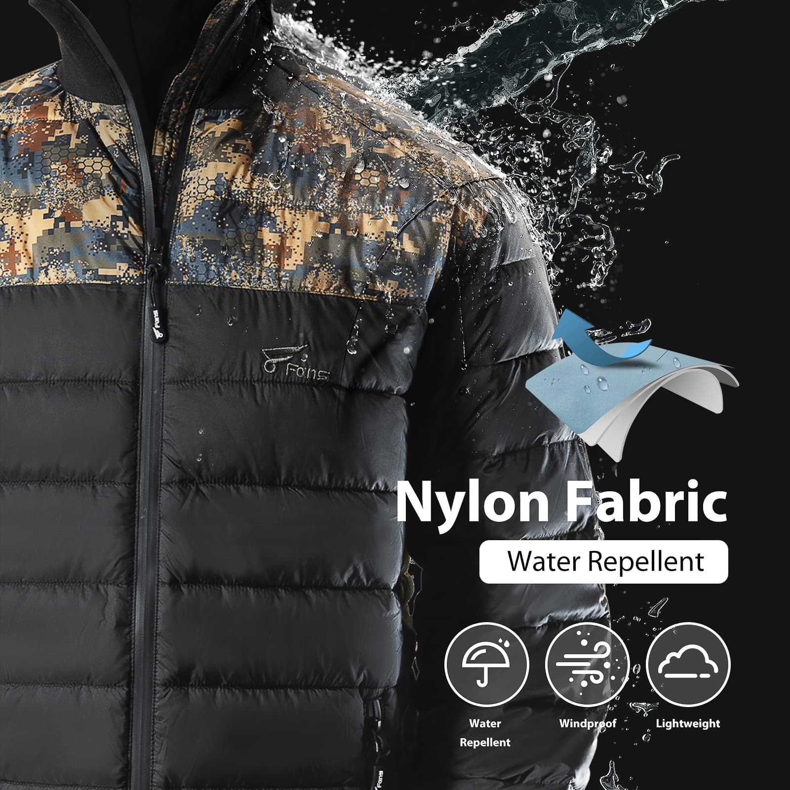 Мужская охотничья куртка 8Fans — лёгкая, тёплая и ветрозащитная, компактная зимняя модель на молнии 7