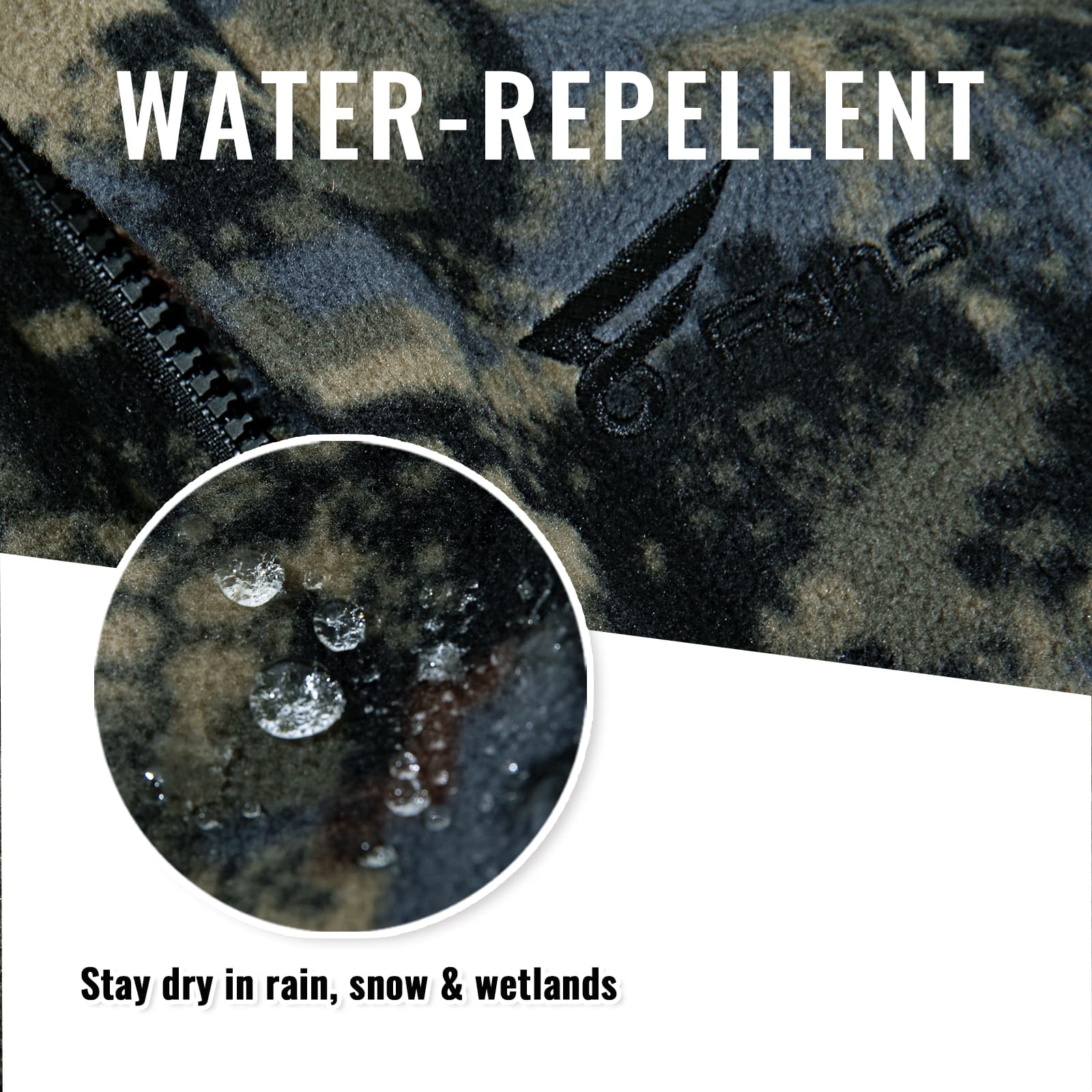 Мужская охотничья камуфляжная куртка 8Fans – 100% полиэстеровый флис, дышащее лёгкое пальто со съёмным капюшоном и карманами 7