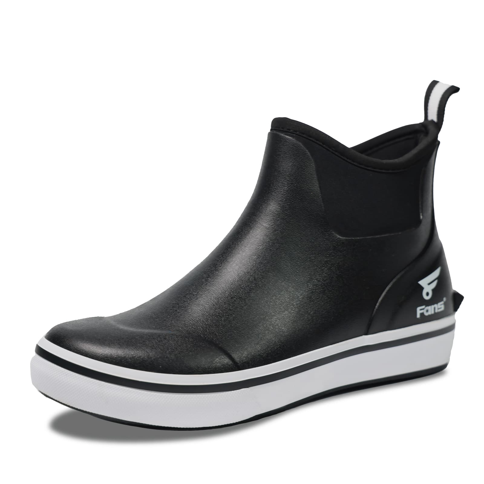 8Fans Мужские черно-белые водонепроницаемые палубные ботинки – нескользящие ботинки по щиколотку для рыбалки, катания на лодке и отдыха на природе