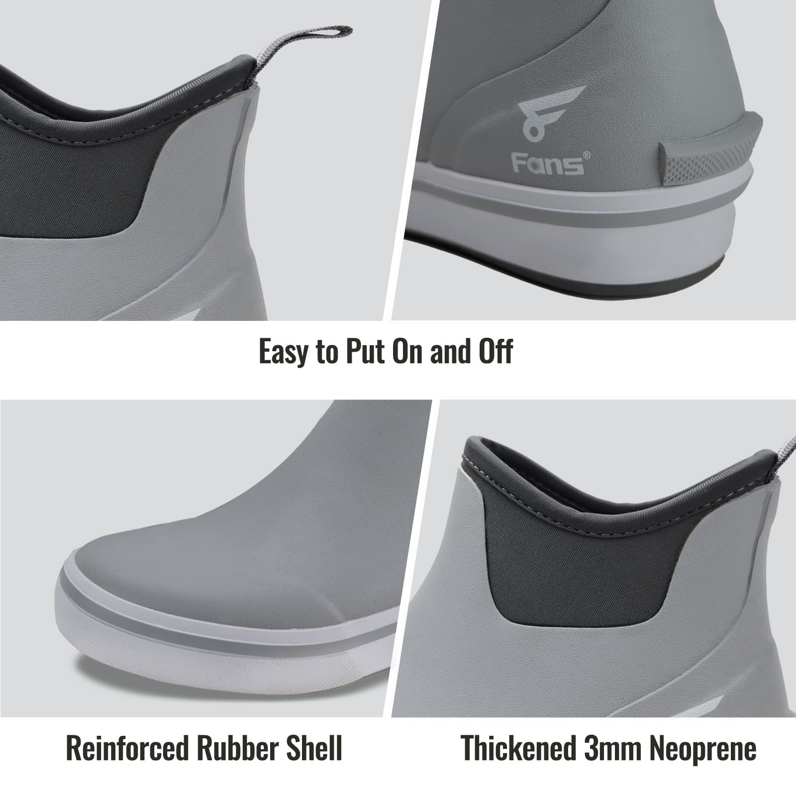 8Fans Мужские черно-белые водонепроницаемые палубные ботинки – нескользящие ботинки по щиколотку для рыбалки, катания на лодке и отдыха на природе 10