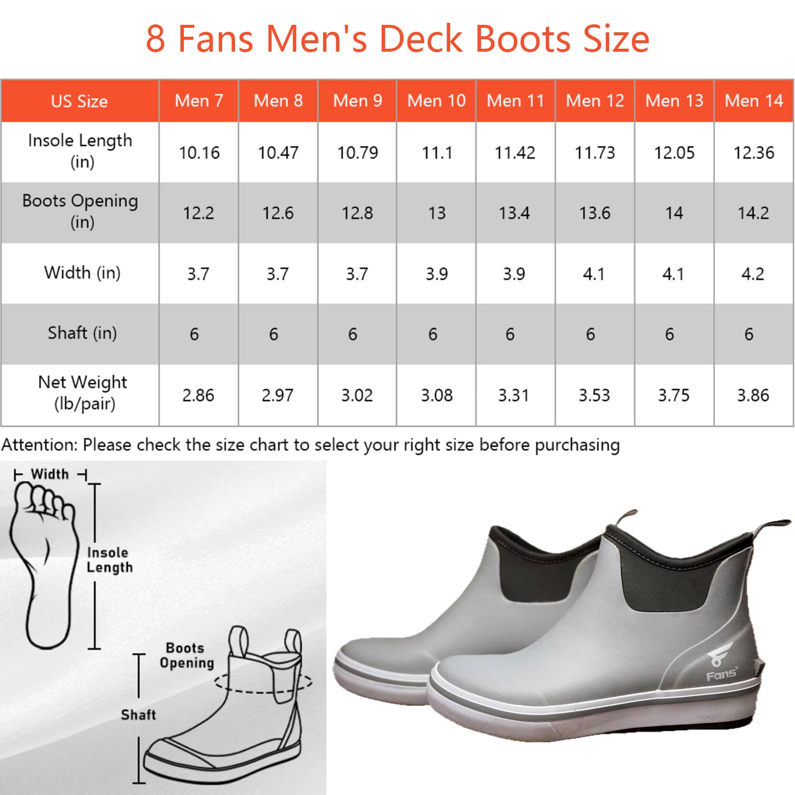 8Fans Мужские черно-белые водонепроницаемые палубные ботинки – нескользящие ботинки по щиколотку для рыбалки, катания на лодке и отдыха на природе 12