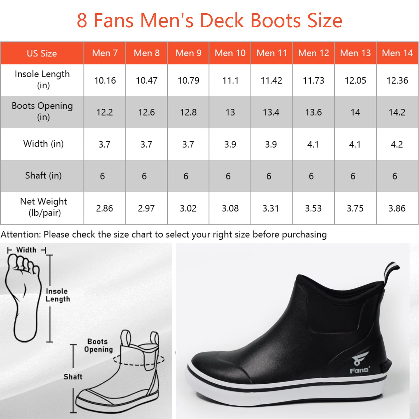 8Fans Мужские черно-белые водонепроницаемые палубные ботинки – нескользящие ботинки по щиколотку для рыбалки, катания на лодке и отдыха на природе 6