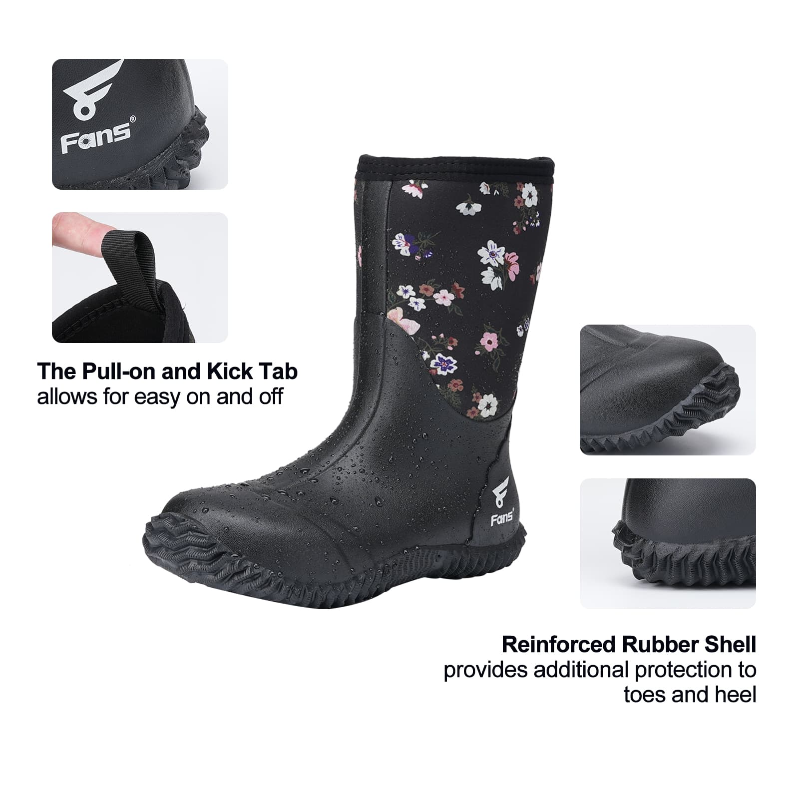 Женские резиновые сапоги 8Fans — водонепроницаемые, до середины икры, с неопреном 5,5 мм и стальным супинатором, для рыбалки, сада и работы в поле 7