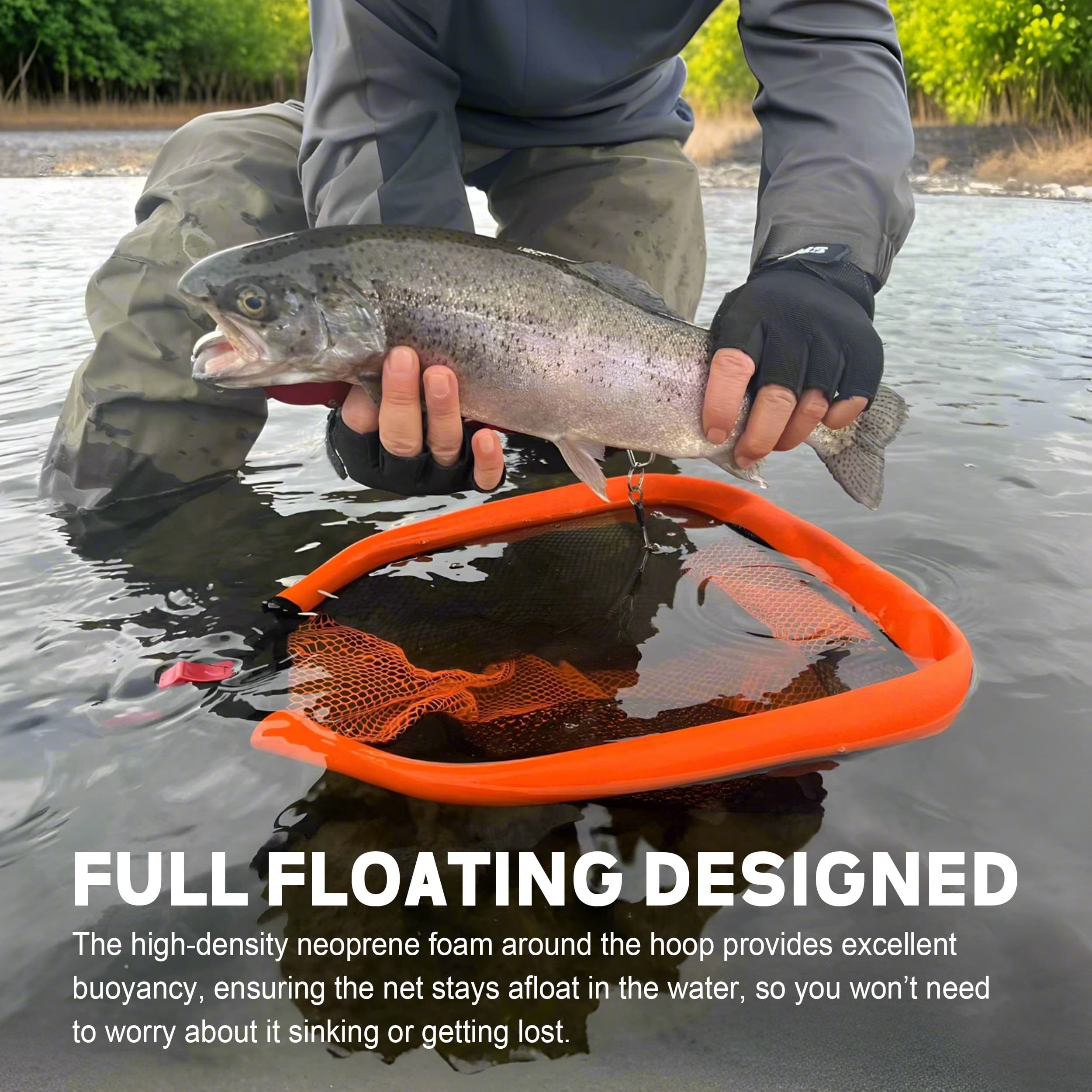 8FANS Плавающая рыболовная сеть, складной раздвижной подсак для ловли рыбы 7