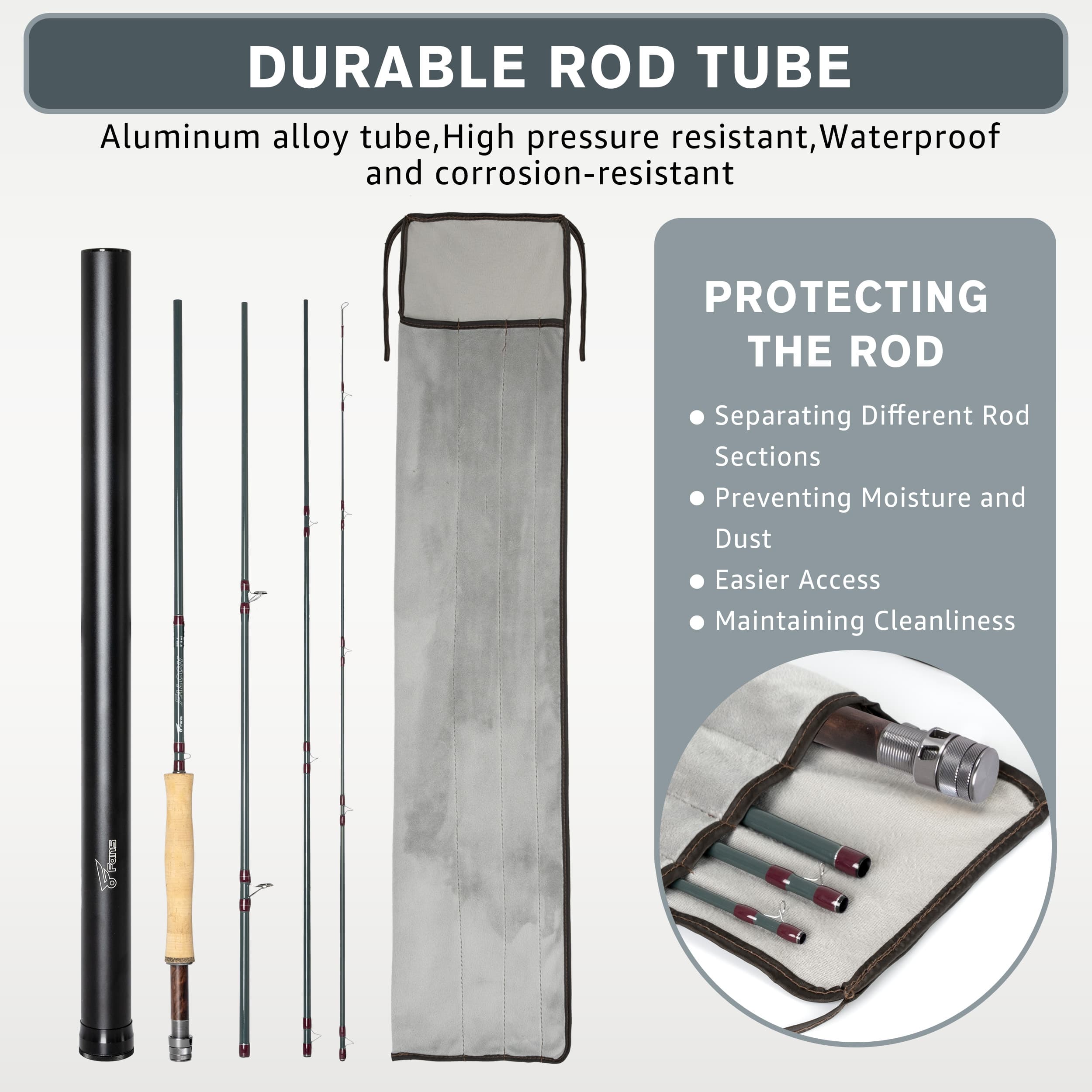 Удилище для ловли рыбы нахлыстом 8Fans с трубкой, 4 части, быстродействующее удилище для ловли рыбы нахлыстом в пресной воде 4