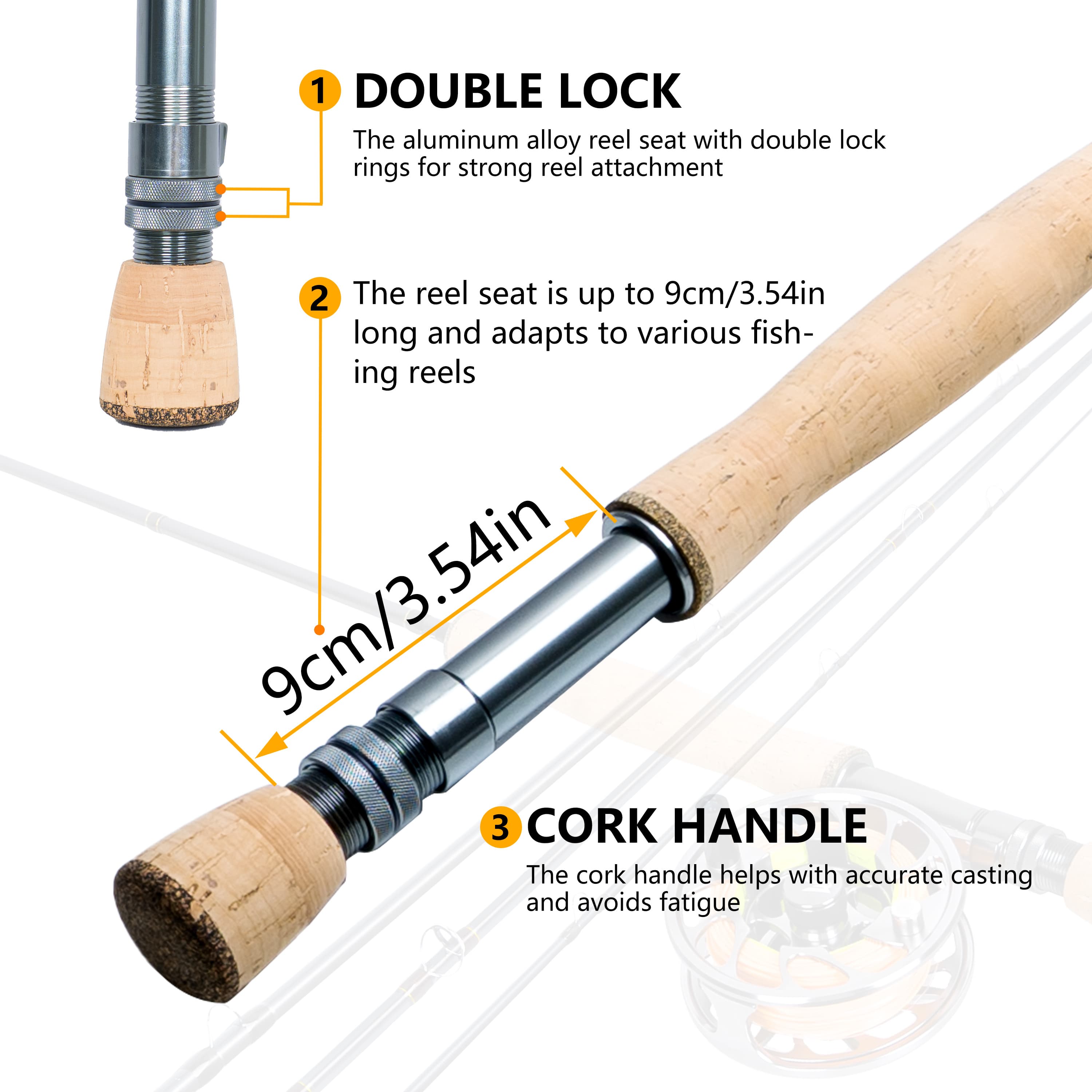 8Fans: комплект для нахлыста (4-секционное удилище 9 футов и катушка из алюминиевого сплава) 10