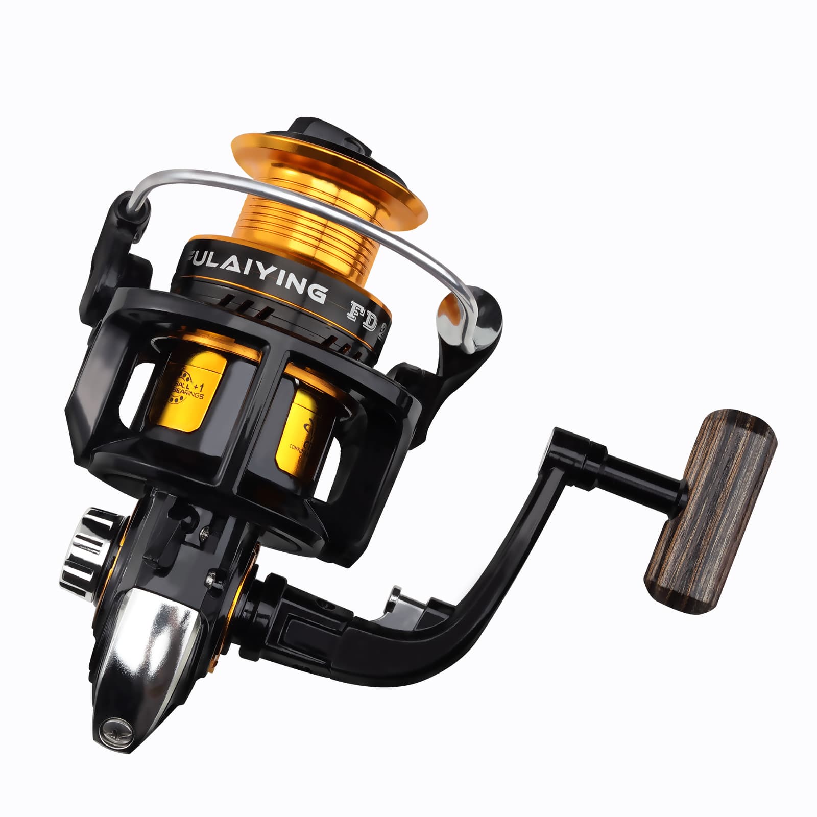 Спиннинговая катушка 8FANS × FULAIYING со складной деревянной рукояткой 3