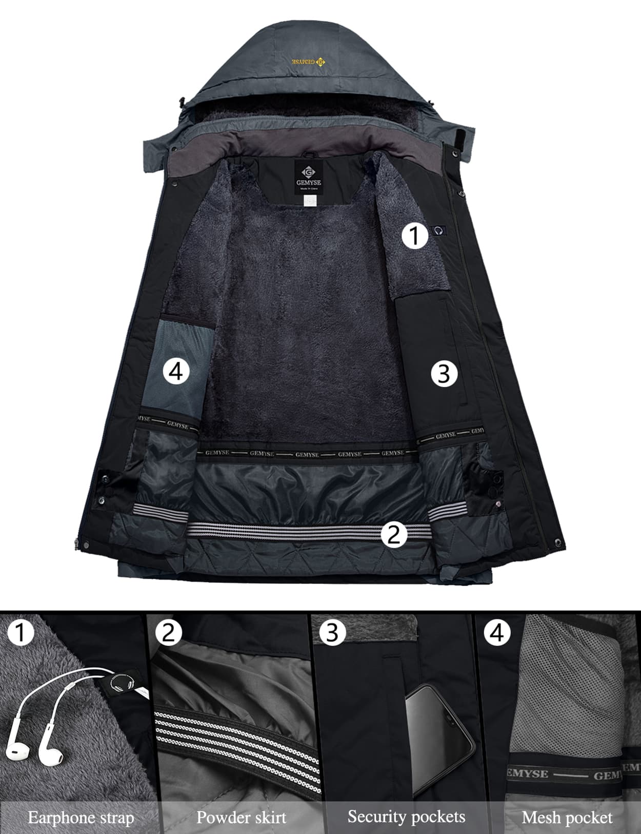 Мужская горная водонепроницаемая лыжная зимняя куртка 8FANS × GEMYSE 9