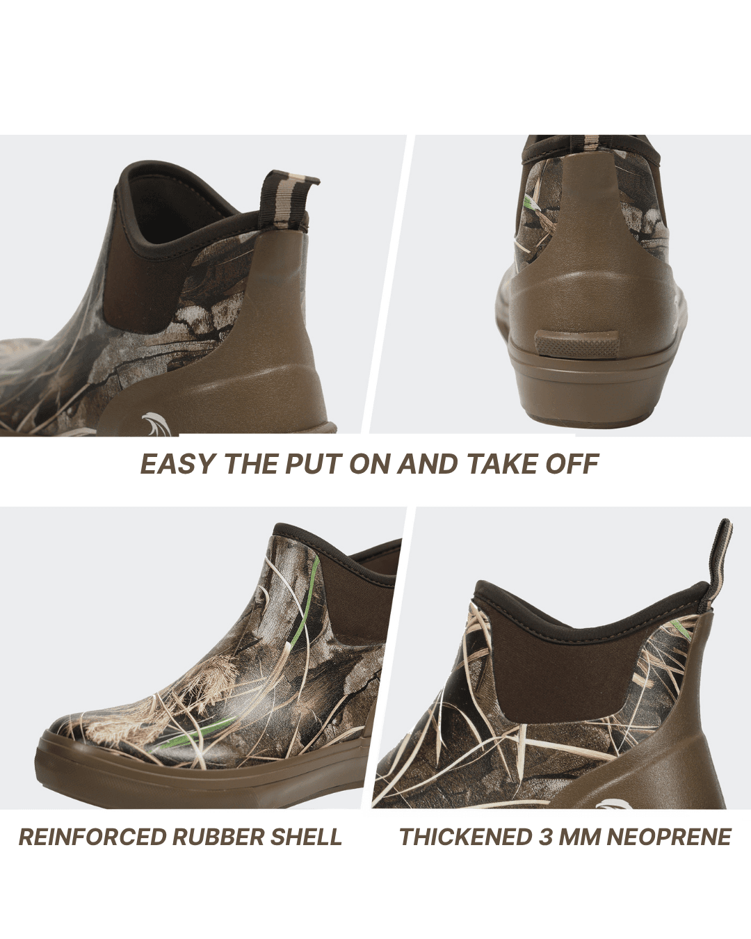 Мужские водонепроницаемые ботинки для палубы 8Fans & HUNTEX с камуфляжным принтом и принтом мокрой травы 4