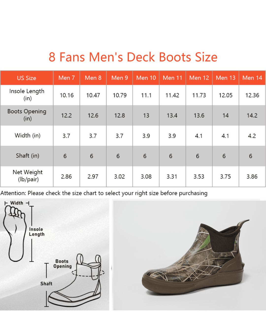 Мужские водонепроницаемые ботинки для палубы 8Fans & HUNTEX с камуфляжным принтом и принтом мокрой травы 5