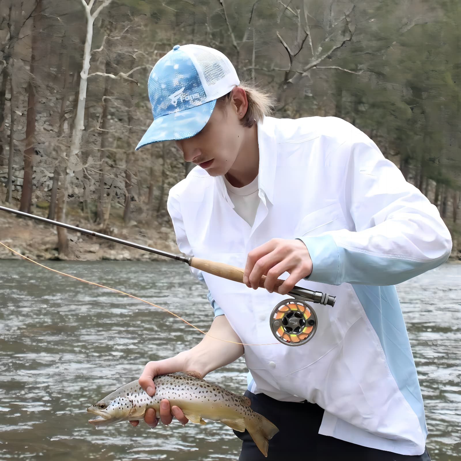 8Fans Легкие быстросохнущие мужские футболки из ледяного шелка с длинными рукавами для рыбалки 2