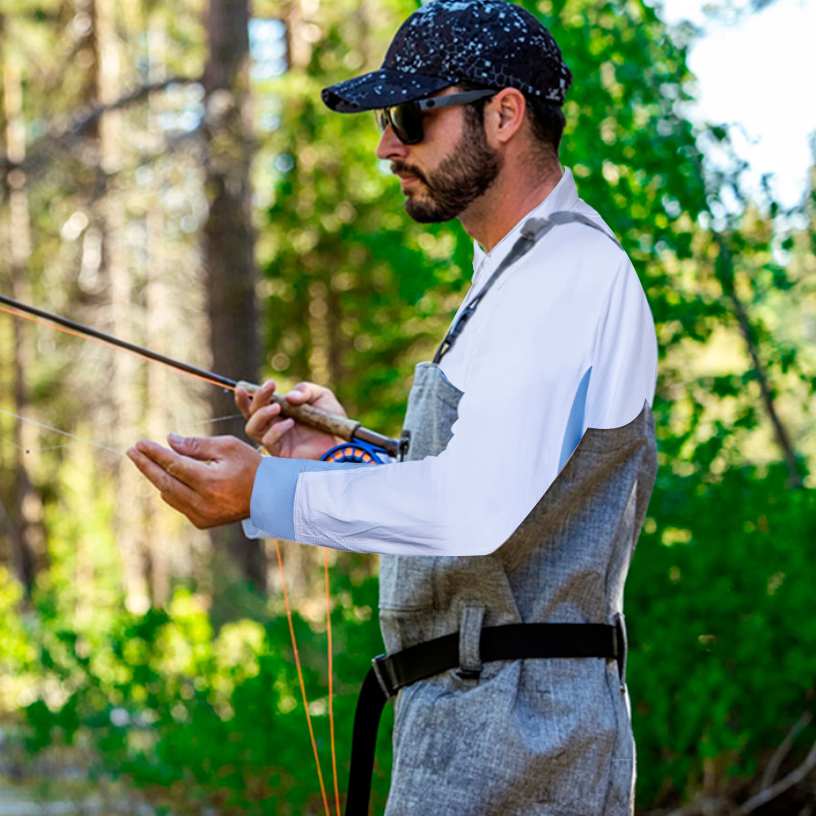 8Fans Легкие быстросохнущие мужские футболки из ледяного шелка с длинными рукавами для рыбалки 3