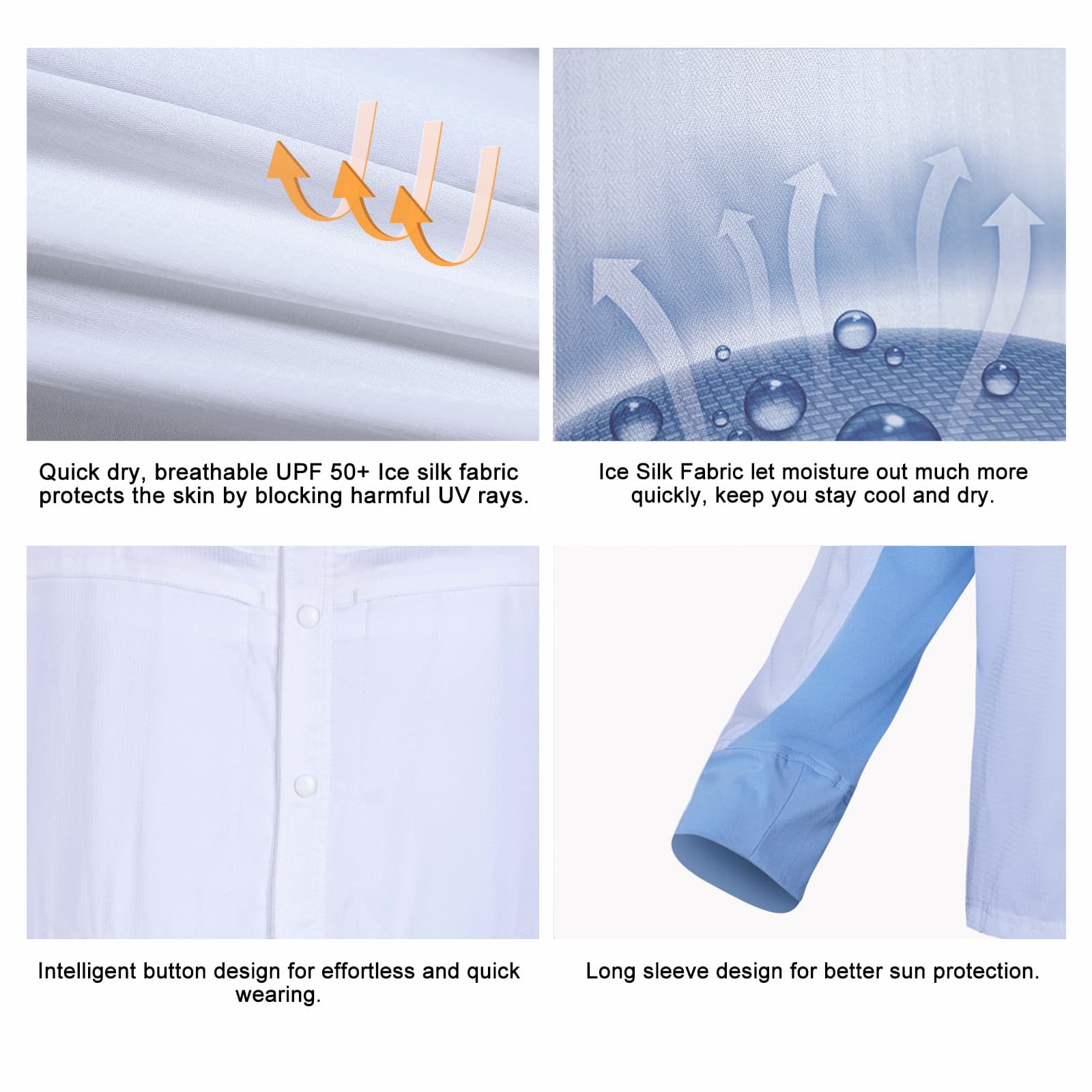 8Fans Легкие быстросохнущие мужские футболки из ледяного шелка с длинными рукавами для рыбалки 5