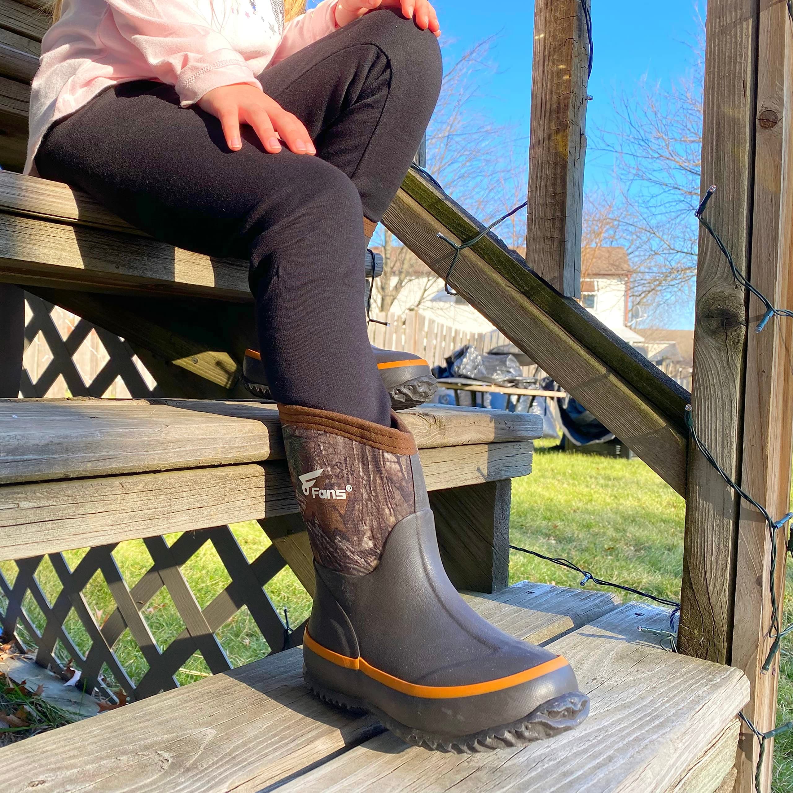 8Fans Камуфляжные водонепроницаемые резиновые сапоги с изоляцией для детей 4