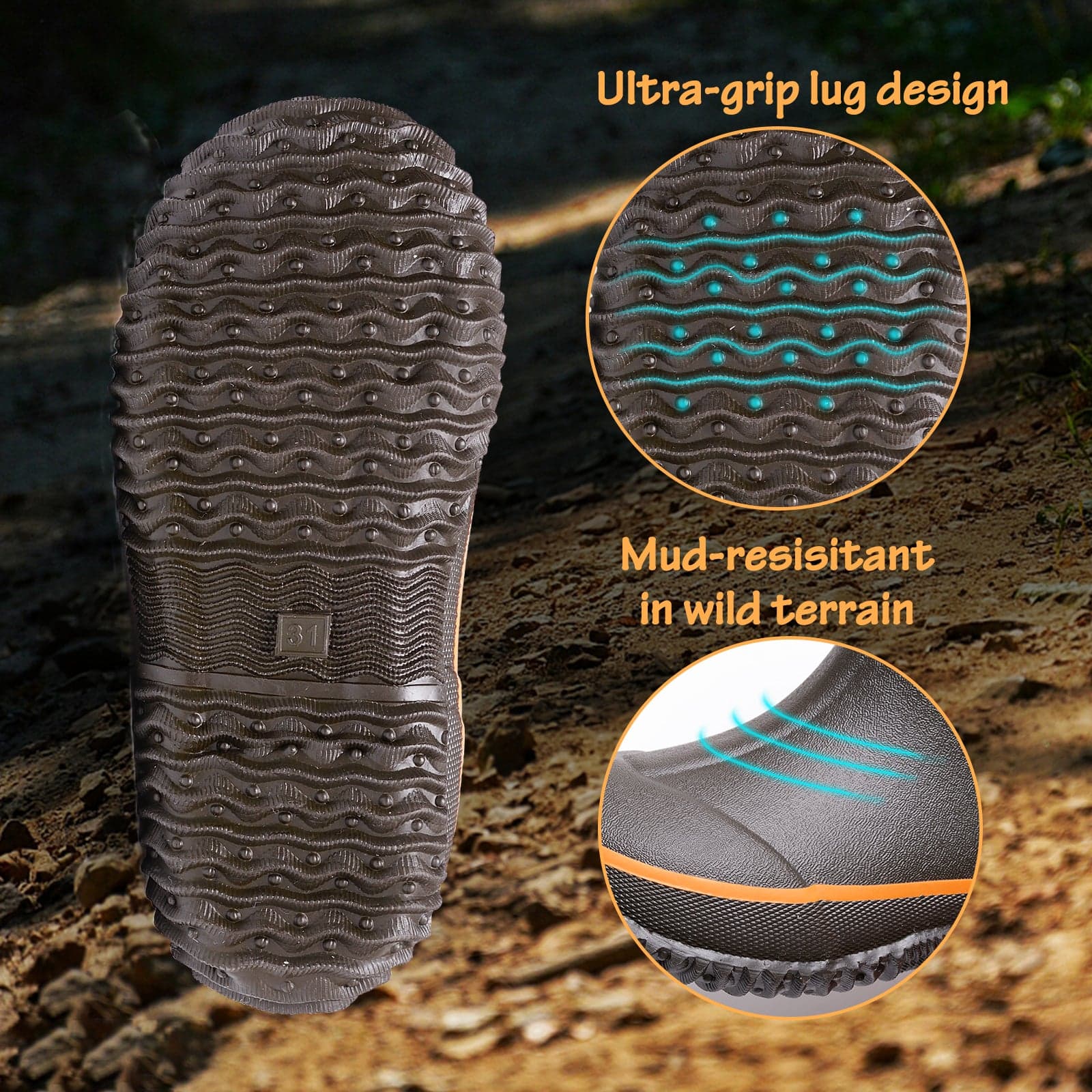 8Fans Камуфляжные водонепроницаемые резиновые сапоги с изоляцией для детей 7