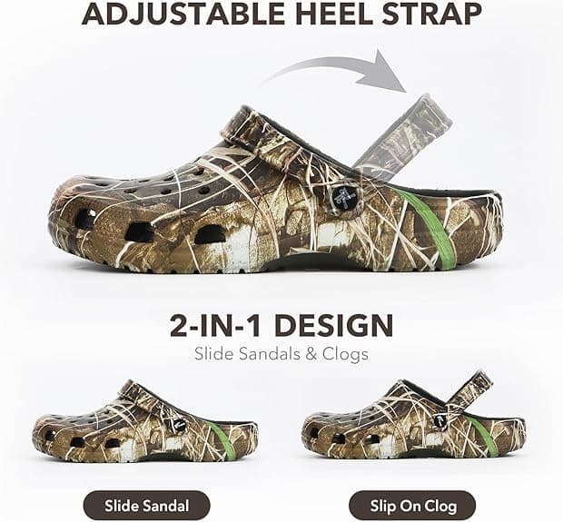Мужские камуфляжные садовые сандалии 8Fans — легкие сандалии без застежек для лета, пляжа, воды и двора 3