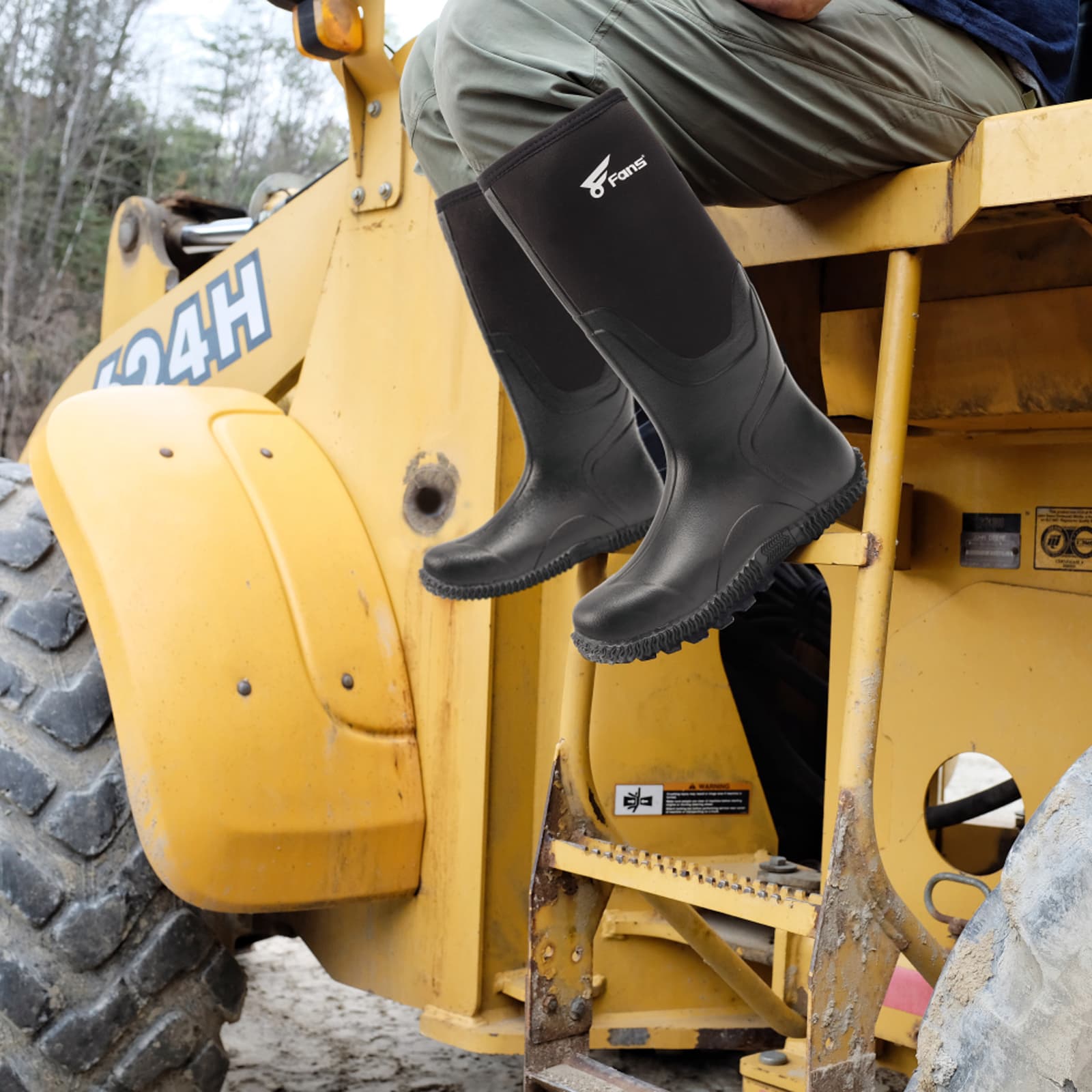 8Fans Мужские черные водонепроницаемые прочные неопреновые резиновые сапоги для рыбалки и охоты 2