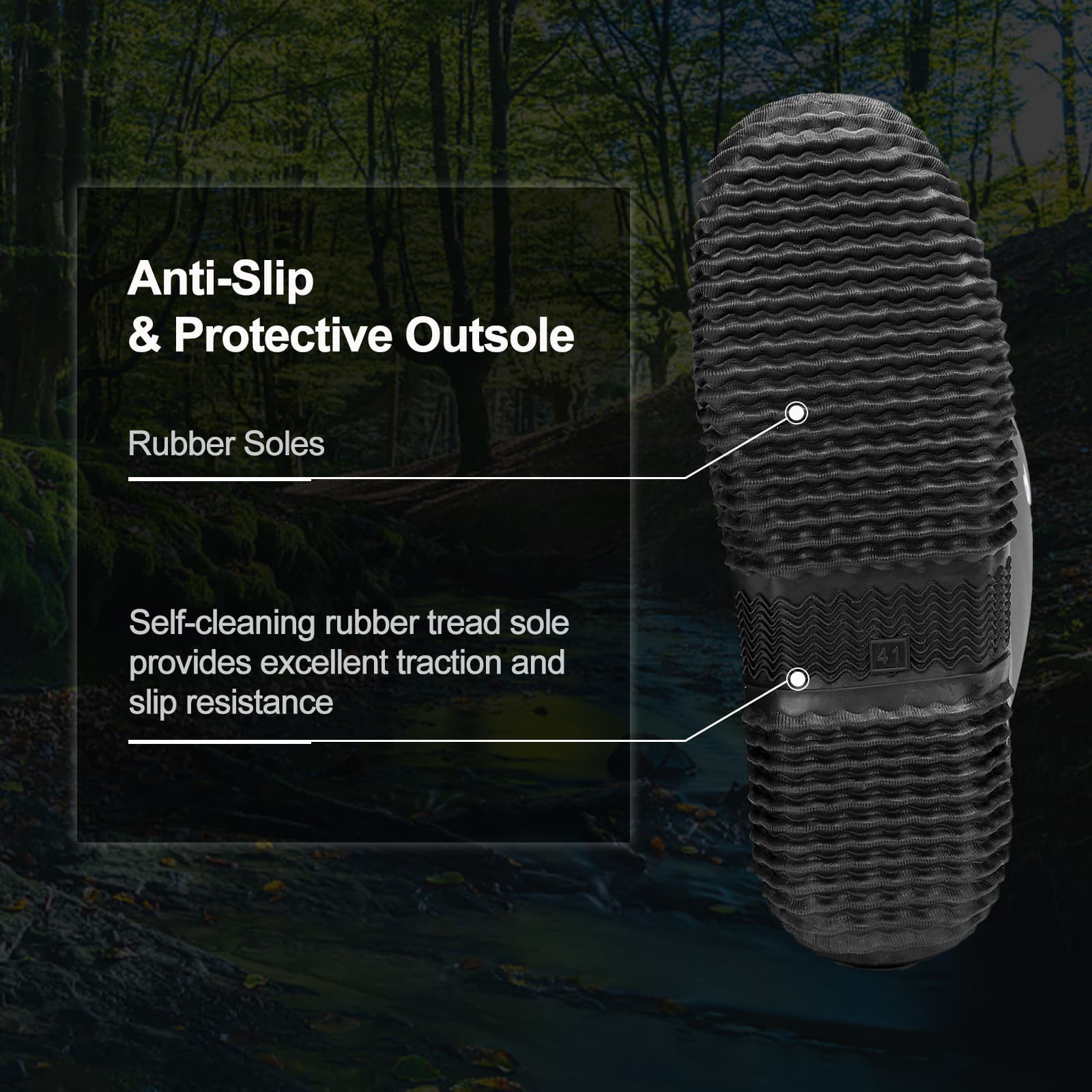 8Fans Мужские черные водонепроницаемые прочные неопреновые резиновые сапоги для рыбалки и охоты 5