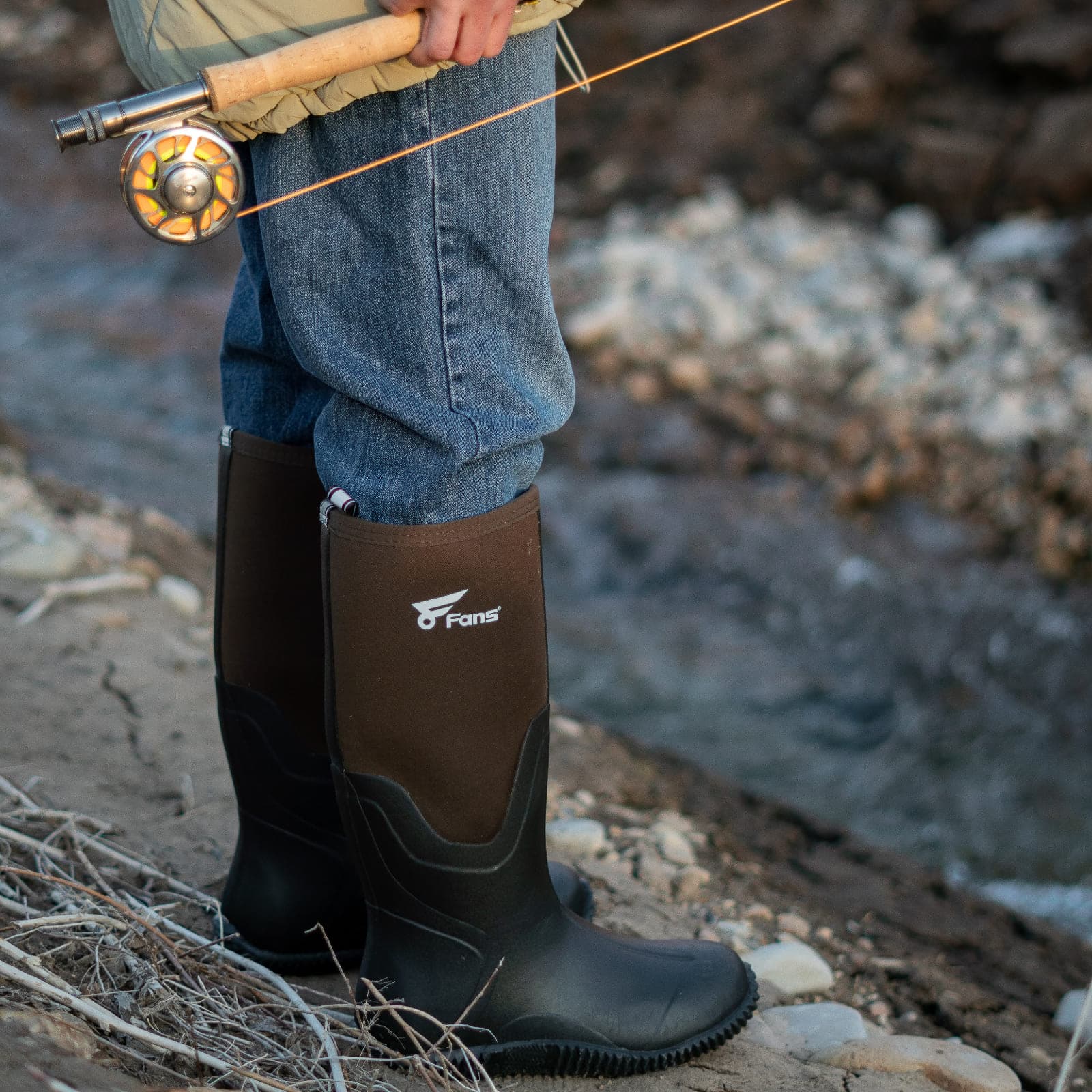 8Fans Мужские комфортные и прочные резиновые неопреновые ботинки для рыбалки и охоты 5