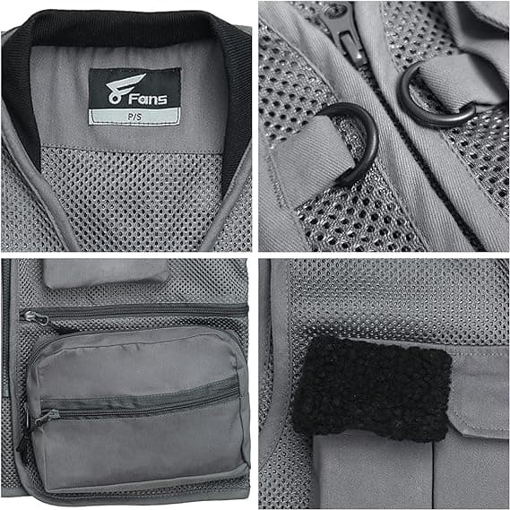 Мужской рыболовный жилет из дышащей сетки 8Fans с множеством карманов 5