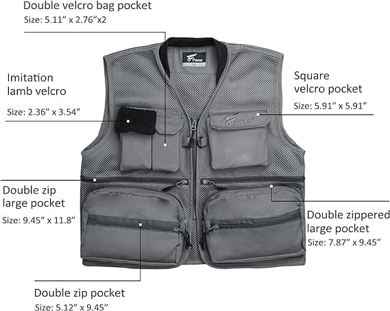Мужской рыболовный жилет из дышащей сетки 8Fans с множеством карманов 6