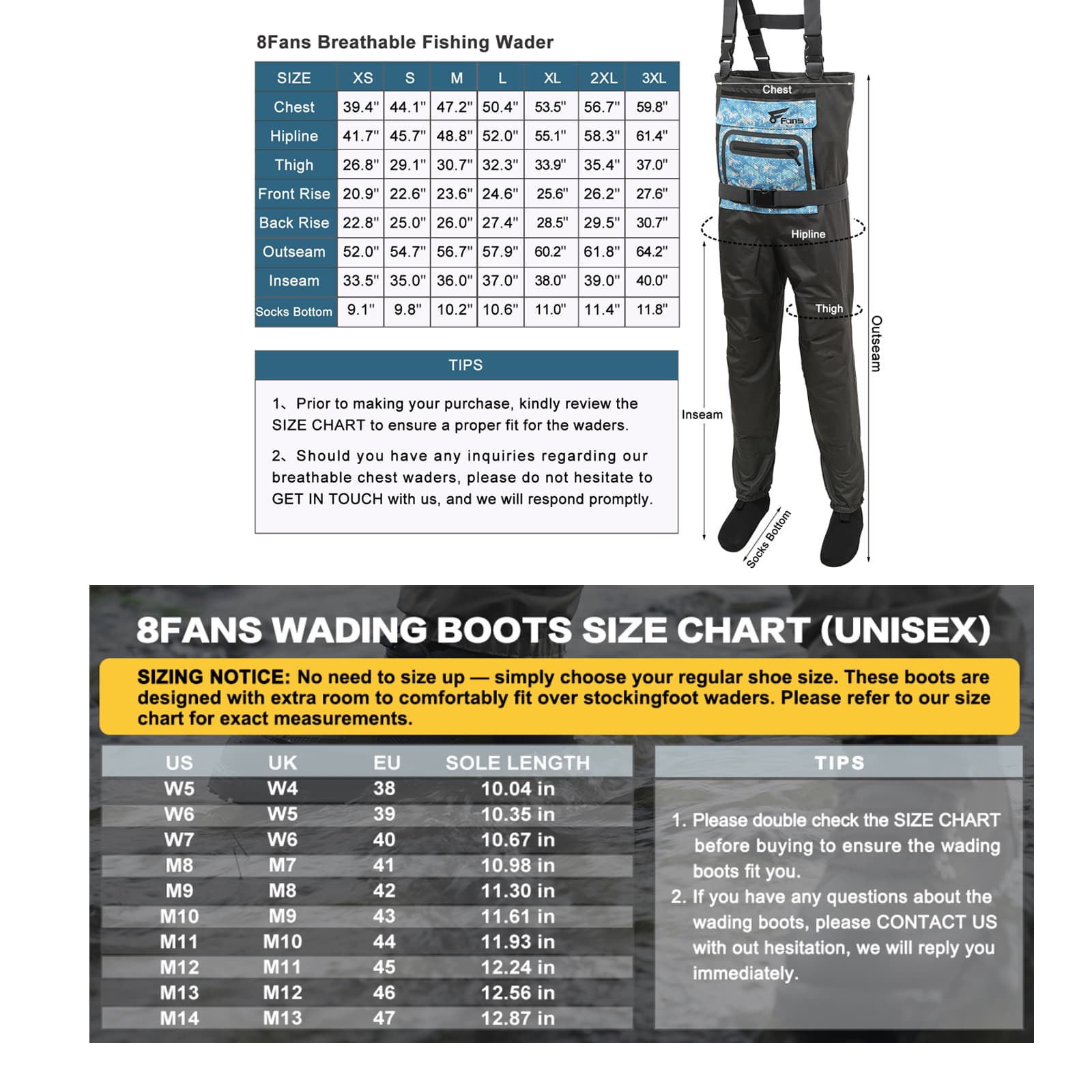  Скидка на комплект: забродные штаны 8Fans с высокой спинкой и рыболовные забродные ботинки. Действует только для Канады 7