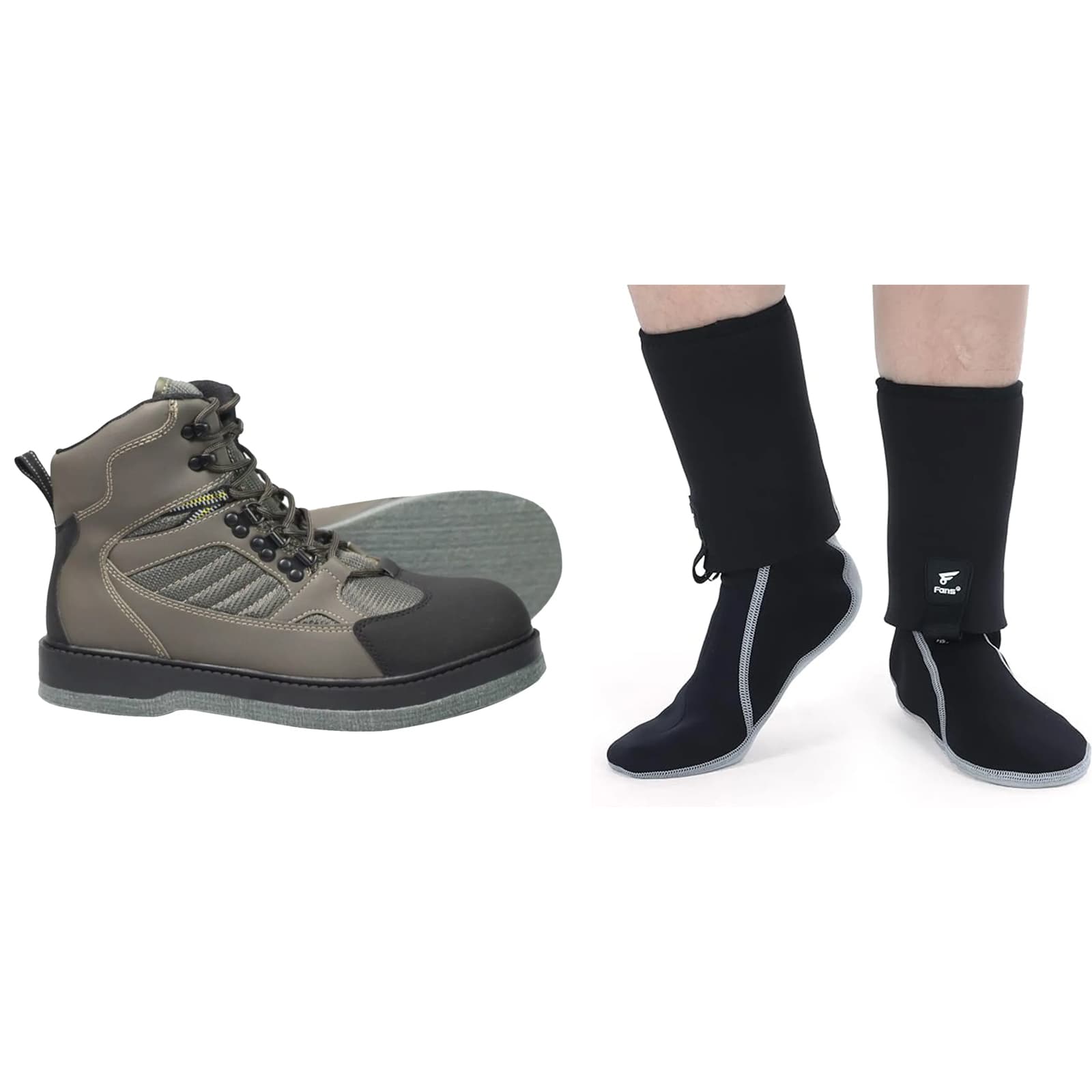 Неопреновые забродные носки с войлочной подошвой и забродные сапоги для ловли рыбы нахлыстом и ходьбы по воде.