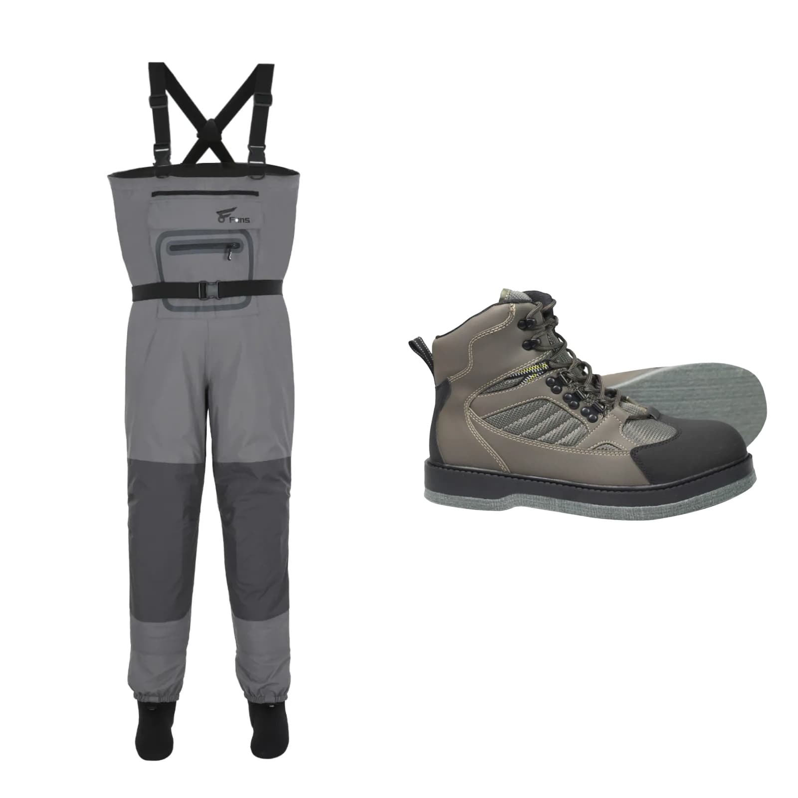 Забродные штаны 8Fans X-Back и войлочные ботинки для рыбалки. Действует скидка при покупке данного комплекта.