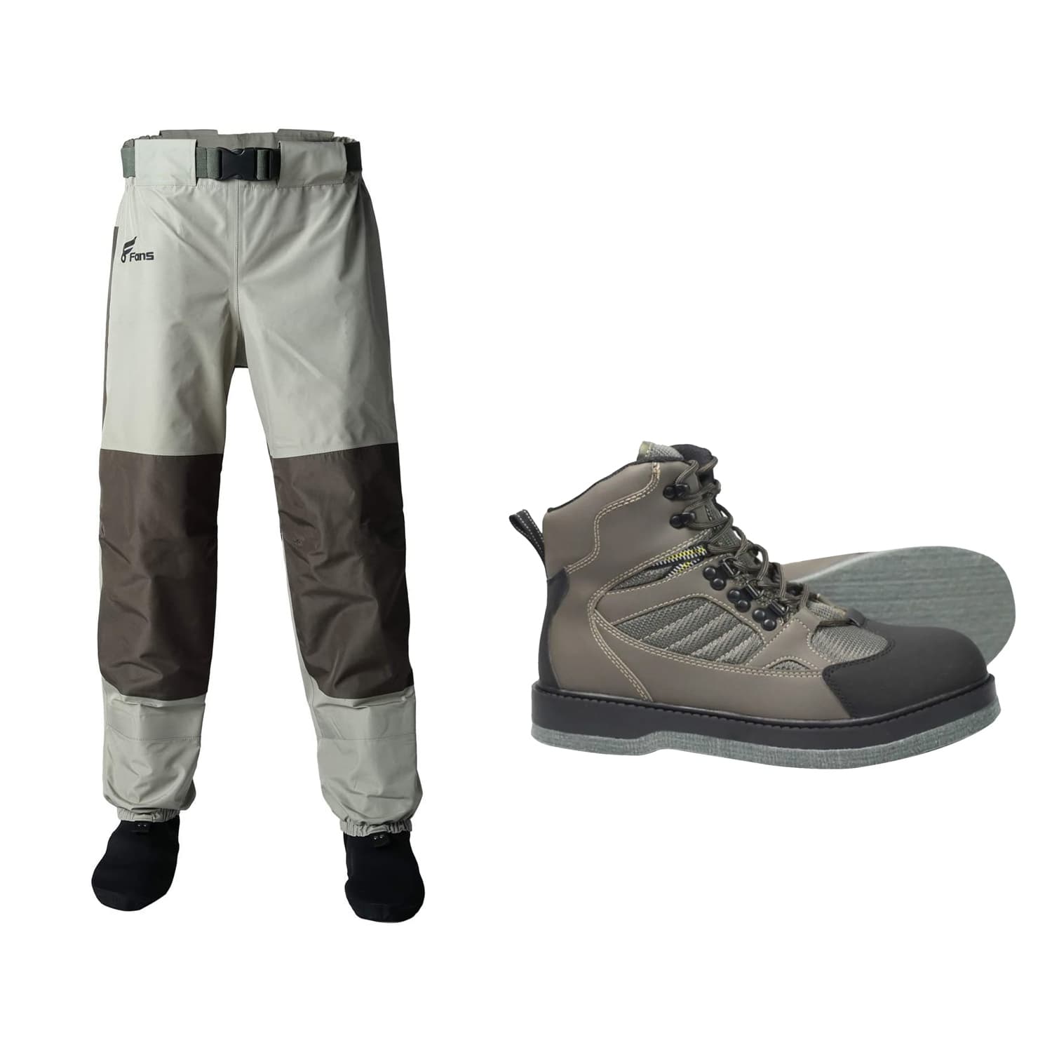 Поясные вейдерсы 8Fans и забродные ботинки с войлочной подошвой