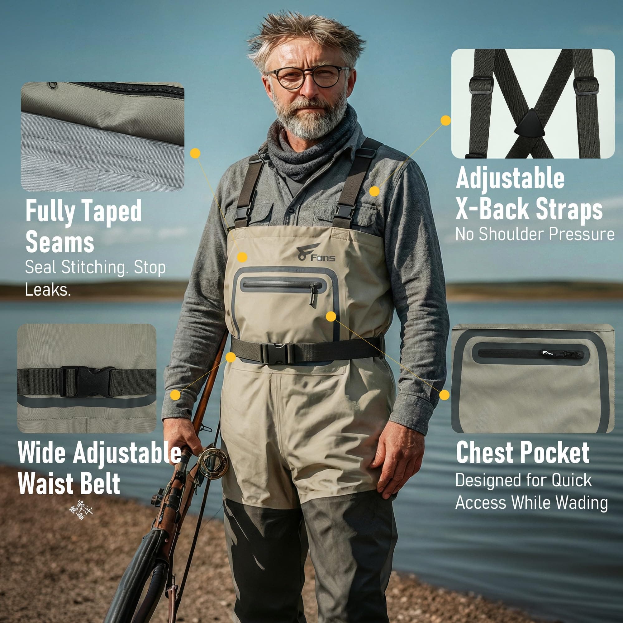 Скидка при покупке комплекта: забродные штаны 8Fans X-Back и войлочные ботинки для рыбалки. 4