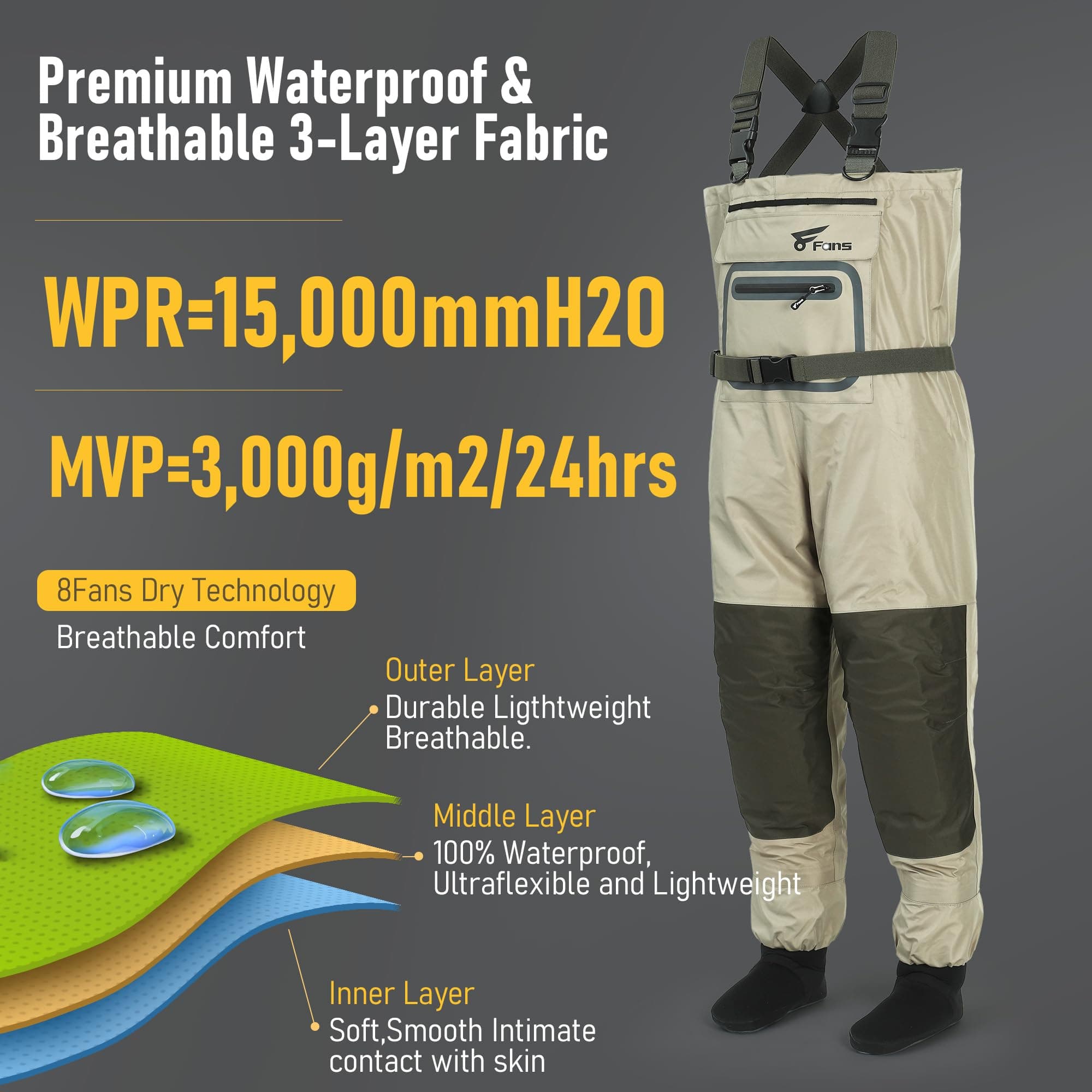 Скидка при покупке комплекта: забродные штаны 8Fans X-Back и войлочные ботинки для рыбалки. 6