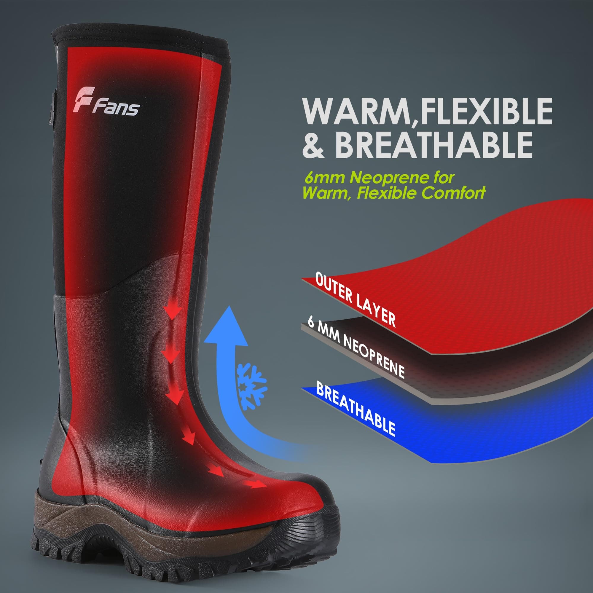 Резиновые неопреновые сапоги для мужчин и женщин, водонепроницаемые резиновые сапоги толщиной 6 мм для охоты и рыбалки, рабочие сапоги для сада с регулируемой голенище. 5