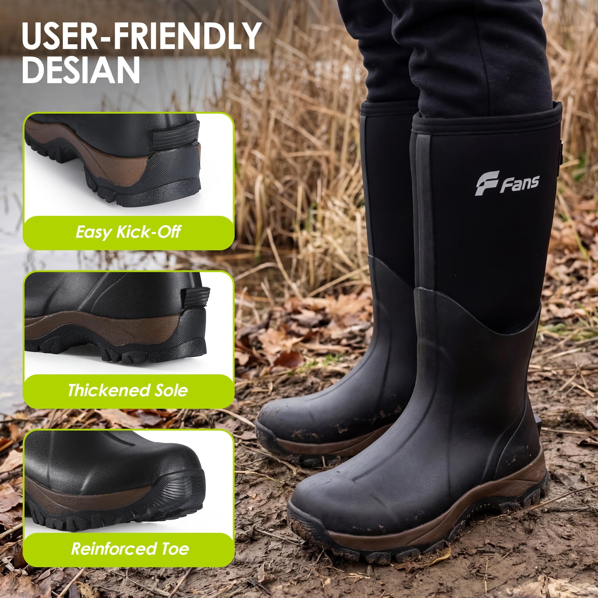 Резиновые неопреновые сапоги для мужчин и женщин, водонепроницаемые резиновые сапоги толщиной 6 мм для охоты и рыбалки, рабочие сапоги для сада с регулируемой голенище. 6