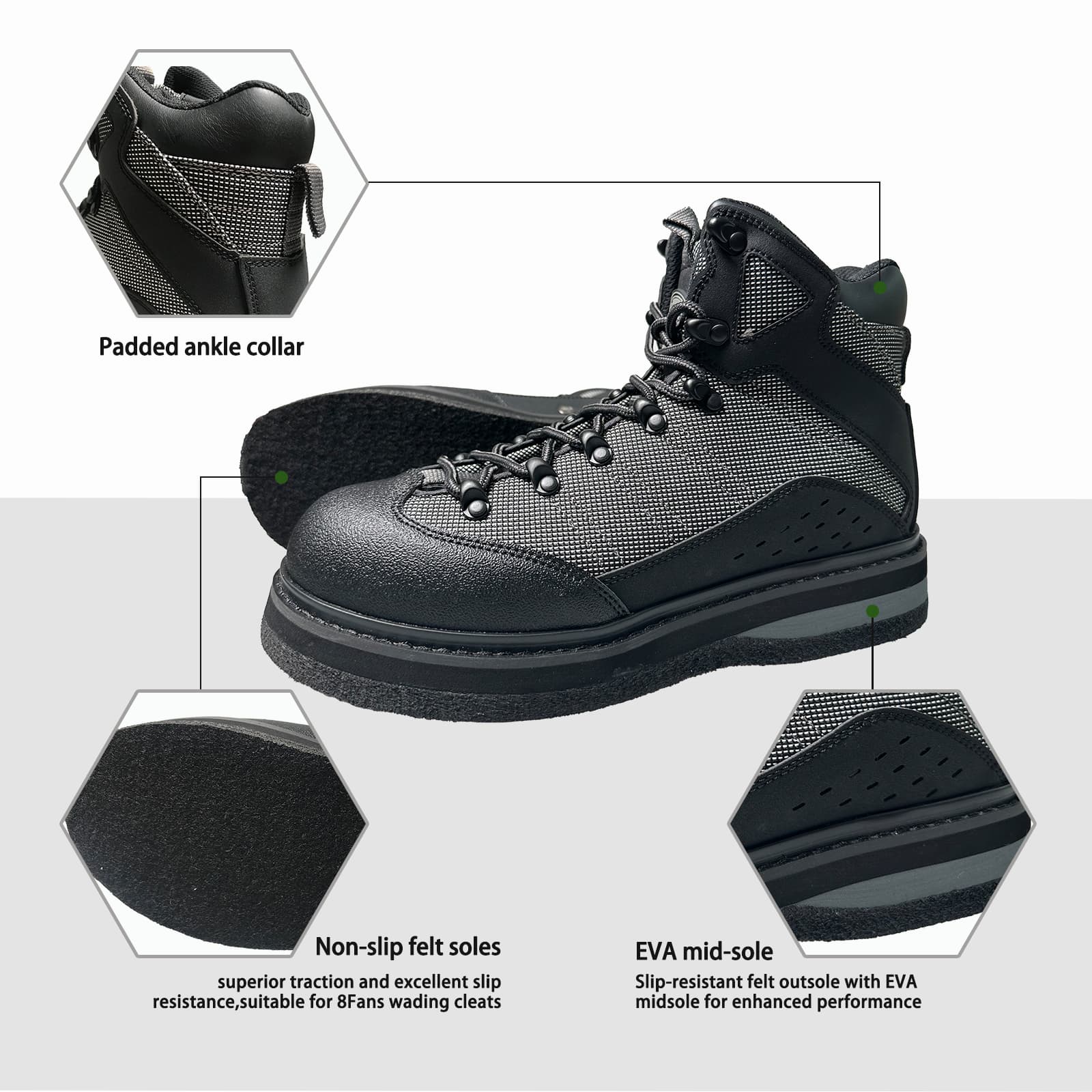 8Fans Сверхлегкие и удобные рыболовные ботинки на нескользящей войлочной подошве 4